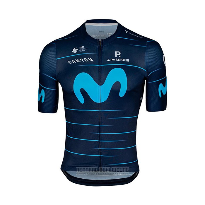 2022 Fahrradbekleidung Movistar Tief Blau Azurblau Trikot Kurzarm und Tragerhose - zum Schließen ins Bild klicken